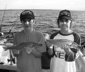 There has been a late run of whiting in both bays. These ones were caught by Jake and Dylan Ryan in Western Port.